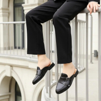 sục nam cao cấp > sục nam hở gót băng to đính khuy cài sang trọng - giày có sẵn thời gian chuẩn bị h