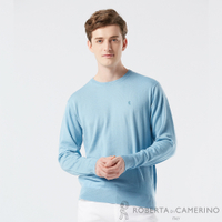 【ROBERTA 諾貝達】男裝 藍色純羊毛衣-柔軟親膚 防縮-巴素蘭羊毛