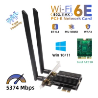 WiFi 6E Ax210 Pcie Network Card Intel AX210NGW Bluetooth 5.3 802.11ax Tri Band 2.4Ghz/5Ghz/6Ghz WiFi6 Wireless Adapter for PC E