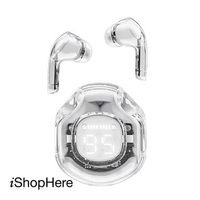 ACEFAST T8 Crystal TWS Earbuds Bluetooth 5.3 ENC Dual Driver LED Display IPX4 white moon