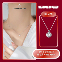 Dây chuyền bạc DUYSON SILVER 925, mặt đá quý tròn đơn giản, dây chuyền xương quai xanh đa năng dành 