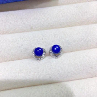 100% Natural Lapis Lazuli Stud Earrings 5mm*5mm Total 1ct Lapis Lazuli Earrings for Daily Wear 925 Silver Lapis Lazuli Jewelry
