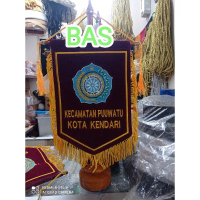 BENDERA MEJA VANDEL PKK/CUSTOM TULISAN/tiang kayu 1 set/vandel meja bordir