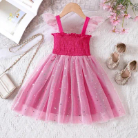 Children Clothes for 2024 New Summer Dress Kids Birthday Party Costumes for 2-6 Yrs Baby Girls Sequins Tutu Princess Dresses Hot