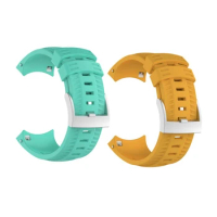 2 Pcs Sports Silicone Replacement Wristband Band Strap For SUUNTO 9/ Baro Smart Watch - Yellow &amp; Green