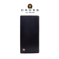 【CROSS】限量1折 頂級小牛皮22卡1零錢袋長夾 洛非諾系列 全新專櫃展示品(黑色 贈禮盒提袋)