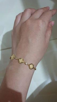 Mirachel Stuffs Gelang Aksesoris Fashion Korea Titanium Gold Motif 3 Clover CLOVER0004GT