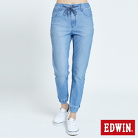 特降品↘EDWIN 迦績 E-FUNCTION EJ6 綁帶束口牛仔褲-女款 漂淺藍 TAPERED JOGGER #暖身慶