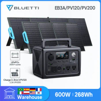 BLUETTI EB3A Solar Generator 600W 268Wh Portable Power Station LiFePO4 Battery Generator Pure Sine Wave Power Failure Camp UPS