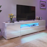 Modern LED TV Bracket ,Entertainment Center with Large Storage Drawers,High Gloss Front Wood TV Cabinet Media Console