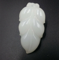 A后 天然玉石新疆和田白玉方解石玉樹葉玉掛件吊墜