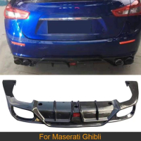Car Rear Bumper Diffuser Lip Spoiler For Maserati Ghibli S Q4 Sedan 4-Door 2014-2017 Carbon Fiber Car Diffuser with LED Light