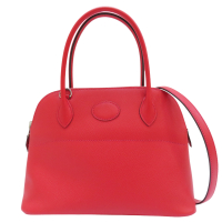 【二手名牌BRAND OFF】HERMES 愛馬仕  九重葛紅 Epsom皮革 Bolide27 兩用包 銀扣 D刻