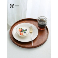 台灣現貨 托盤 咖啡盤 麵包盤 簡易ins風木質托盤圓形日式茶盤餐盤咖啡廳甜品盤收納盤蛋糕盤