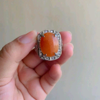 Cincin Batu Yaman Madu / Cincin Pria Batu Akik / Cincin Keren / Cincin Murah / Cincin Rhodium