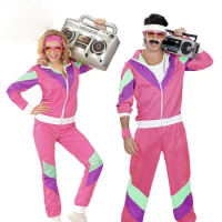 Adult Retro 60s 70s Hippie Couples Clothing Rock Disco Outfits Suit Halloween Cosplay Costume Carnival Party Purim Fancy Dress