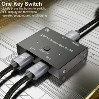 2 Port 8K DisplayPort Switch Splitter 1x2 2x1 Bi-Direction DP 1.4 Switcher 8K@30Hz 4K@144Hz For Switch Multiple Source &amp; Display