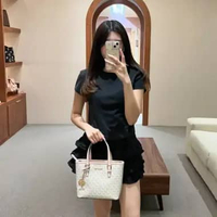 Tas MICHAEL KORS MK MONOGRAM WHITE PINK GHW ZIP TOTE BAG WITH LS 100% ORIGINAL 27X19X11CM