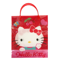 小禮堂 Hello Kitty 直式方形透明手提袋 禮物提袋 包裝提袋 禮品袋 (紅 招手)
