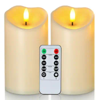 6” x 3” Outdoor Waterproof Flameless Candles, Flickering LED Pillar Candles, Battery Operated Candles (2 Pcs)