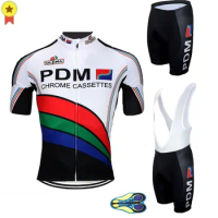 PDM Cycling Jersey Set Retro Cycling Clothing Summer Men Racing Road Bike Suit Bicycle Bib Shorts MTB Wear Maillot Ropa Ciclismo