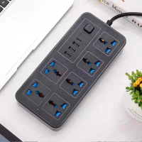 Electrical Socket, Connection, 6 Power Sockets, Connection Cord, with USB Port, Socket Connection Wi