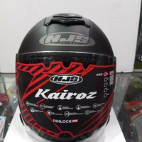 HELM NJS KAIROZ SOLID HITAM DOFF ORIGINAL - Half Face - 1400 Gram - DD Ring - S-XXL XL