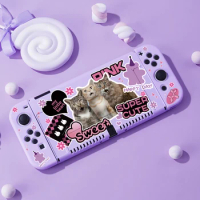 Cute cat Case for Nintendo Switch OLED, NS Game Accessories,Handheld Separable Shell for NS Joycon, Panda Switch Oled Cover