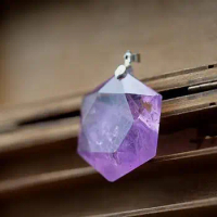 Free shipping Natural amethyste big satellite pendant facets with rope free ship