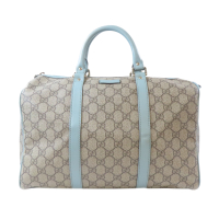 【二手名牌BRAND OFF】GUCCI 古馳 藍色 烏木色 PVC塗層帆布 手提包 193603