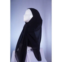 Hijab Segitiga Inner Instan Bawal Ceruty Babydoll Jilbab Segiempat - Black Rayon Muslim