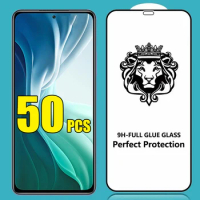 50pcs 9H Full Glue Cover Tempered Glass Screen Protector Film For Samsung Galaxy A21S A01 A11 A21 A31 A41 A51 A61 A71 A81 A91