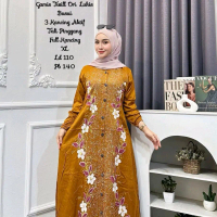 Gamis Twill Original Lukis Cap Busui Muslim Wanita Dress Dewasa Katun Crinkle Syari Rayon Linen Kanc