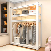 Thickened Steel Frame Wardrobes Storage Shelves Open Cloakroom Assembly Floor-standing Wardrobe Bedroom Furniture Open Closets