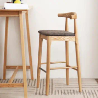 Nordic Solid Wood Bar Chair Corner Backrest Bar Chair Simple Household Bar Stool Bar Creative High Stool Chair