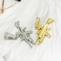 Luxury Gun Hiphop Sniper Rifle Men's Pendant Micro Insert CZ No Fade Color Gift For Rapper Man Jewelry