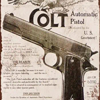Colt M1911 Victorian look retro reproduction metal tin logo 7x10 inch