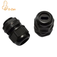 Flat Hole Plastic Cable Gland Black Waterproof Nylon Cable Gland M20 M25 M32