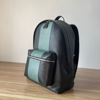 bally หนังแท้ Harper กระเป๋าเป้หนังสีดำและเขียว   กระเป๋าเป้เดินทางหนังวัวสำหรับผู้ชายที่หล่อ   กระเ