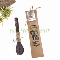 Souvenir Sendok Garpu Murah Custom Nama Ramah Lingkungan Free Paperbag 50 Pcs