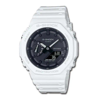 CASIO 卡西歐 G-SHOCK 雙顯 男錶 樹脂錶帶 白 防水200米 GA-2100(GA-2100-7A)