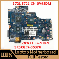 CN-0V98DM 0V98DM V98DM Mainboard For Dell 3721 5721 Laptop Motherboard VAW11 LA-9102P W/SR0XG I7-3537U CPU HD 8700M 100% Tested