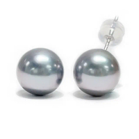 【CC Diamond】天然南洋黑珍珠 18K金耳釘(8.8mm)