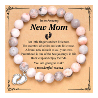 Vòng Tay Tình Bạn, Phổ Biến, Dành Cho Nữ, Thiết Kế Màu Hồng Ngựa Vằn, Đá Rhodochrosite Và Mã Não Tím