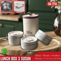 Rantang Polos Berwarna Lunch Box Susun Kotak Makan Tepak Set Camping Piknik Lucu Elegan Tempat Bekal