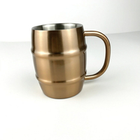 北歐設計304不銹鋼馬克杯 金色鍍銅咖啡杯牛奶杯 防燙水杯 啤酒杯