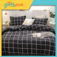 Promo Full Set Bed Cover Set Black Block - Summersun