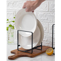 1PC Plate Holders Upright Cabinet Dish Drying Rack Kitchen Dish Organizer Stand for Cabinet Countertop White/Black
