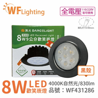 舞光 LED 8W 4000K 自然光 36度 9cm 全電壓 黑色鋁 可調角度 高演色 歡笑 崁燈_WF431286