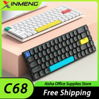 Xinmeng C68 Mechanical Keyboard Three Mode Low Profile Wireless Bluetooth Hot Swap RGB Office Keyboard For iPad Tablet Pc Gamer